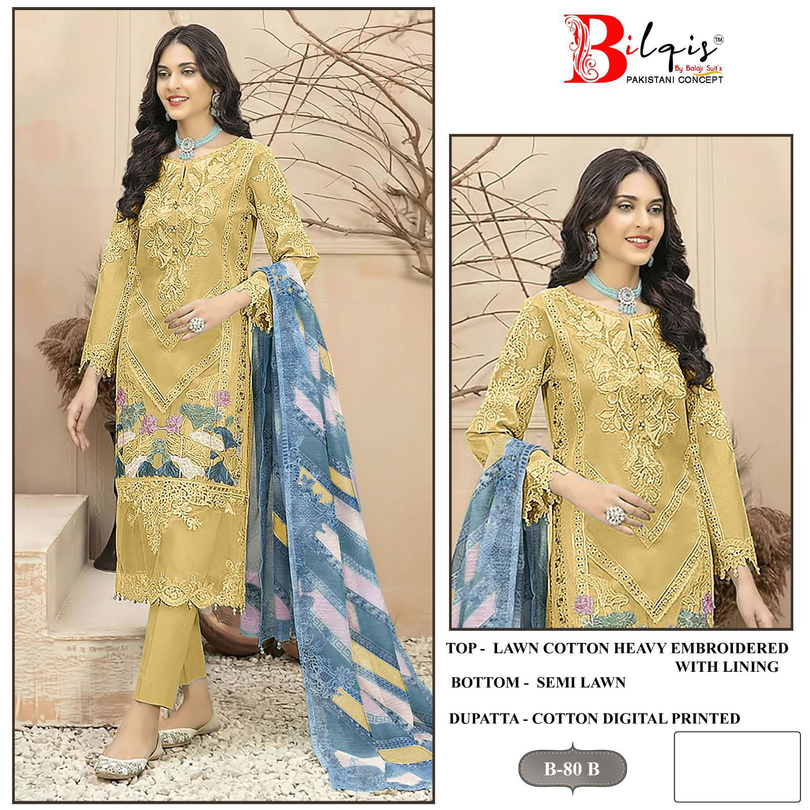 Bilqis B 80 A To D Lawn Cotton Pakistani Suits Wholesale Shop In Surat
